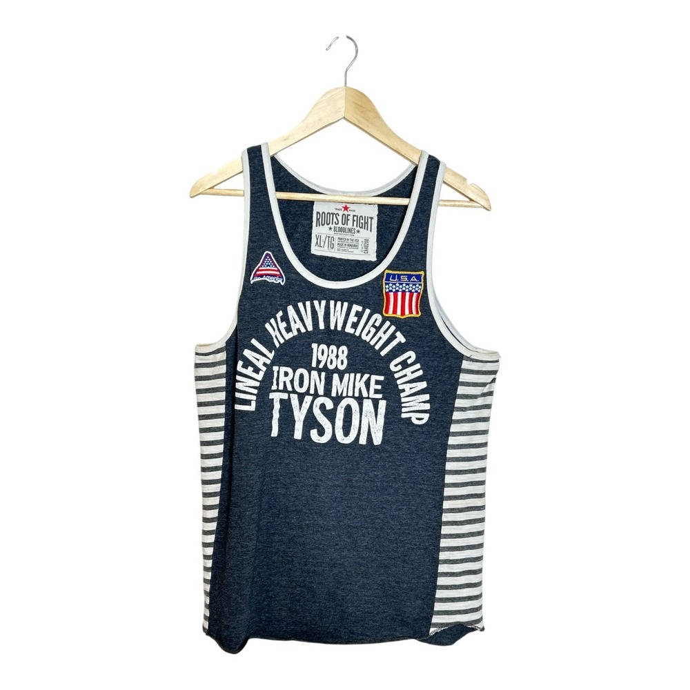 Roots of Fight Mike Tyson 1988 Lineal Heavyweight Champ Striped TankXL